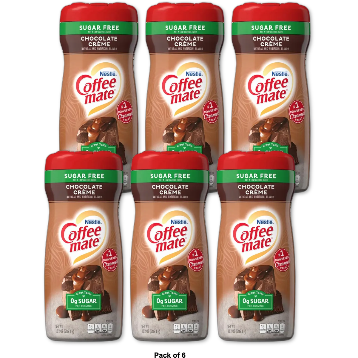 Nestle Coffee Mate Sugar Free Chocolate Creme Coffee Powder 10.2Oz (Pack of 6)