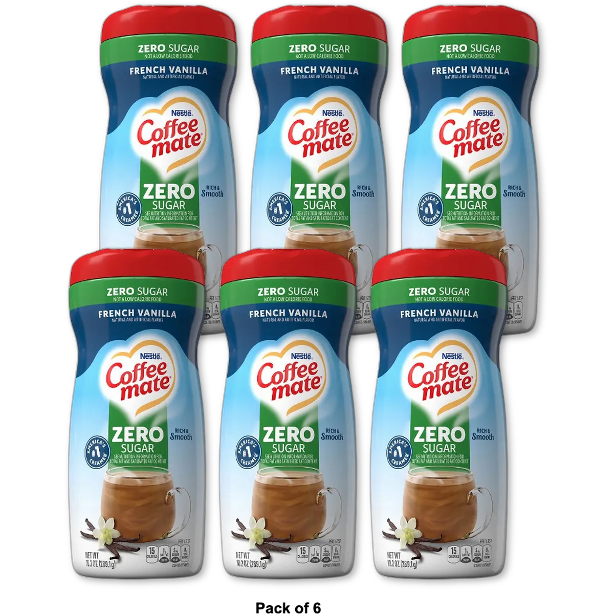 Nestle Coffee Mate Sugar Free French Vanilla Coffee Creamer 10.2Oz (Pack of 6)