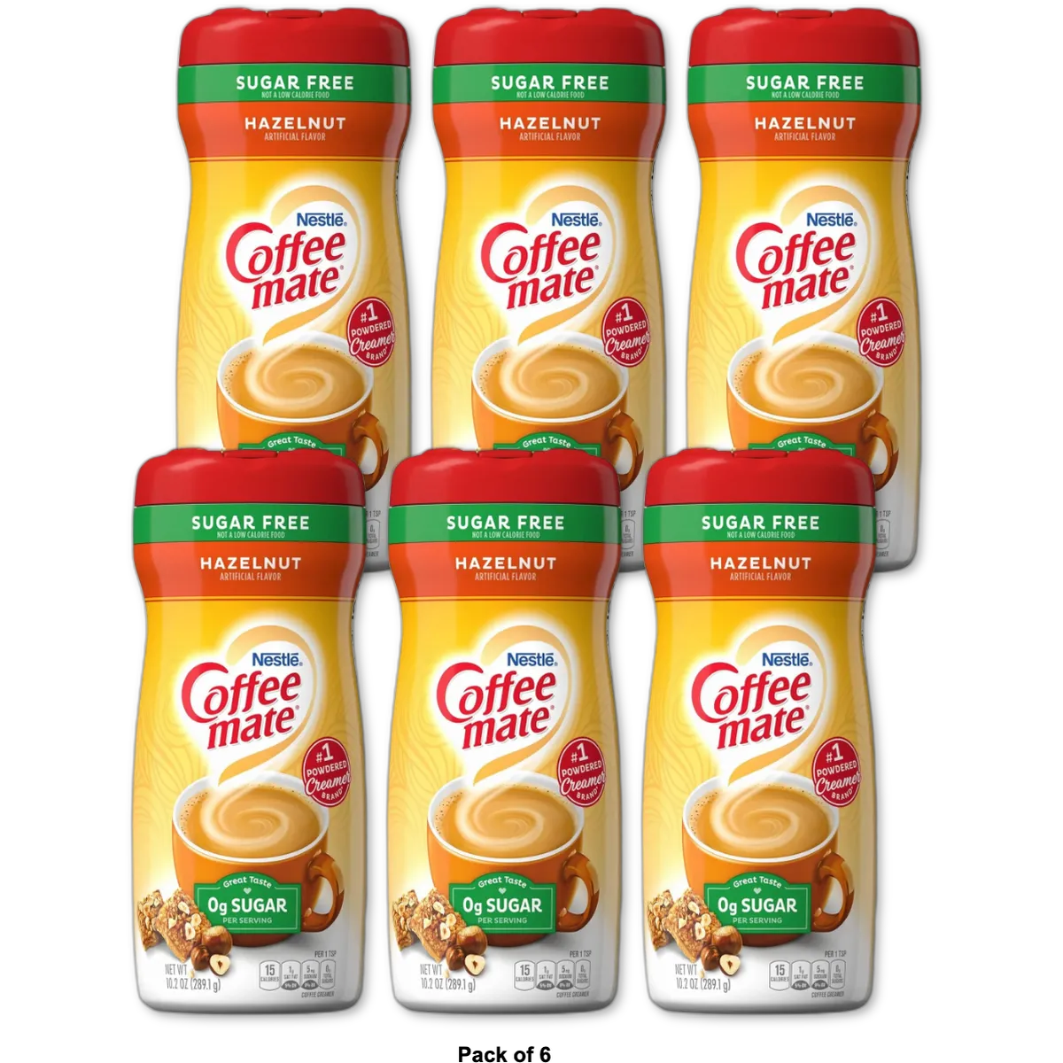 Nestle Coffee Mate Sugar Free Hazelnut Coffee Creamer 10.2Oz (Pack of 6)