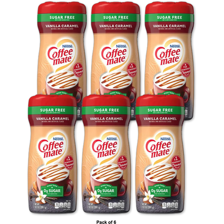 Nestle Coffee-mate Vanilla Caramel Sugar Free Powder Creamer 10.2Oz (Pack of 6)