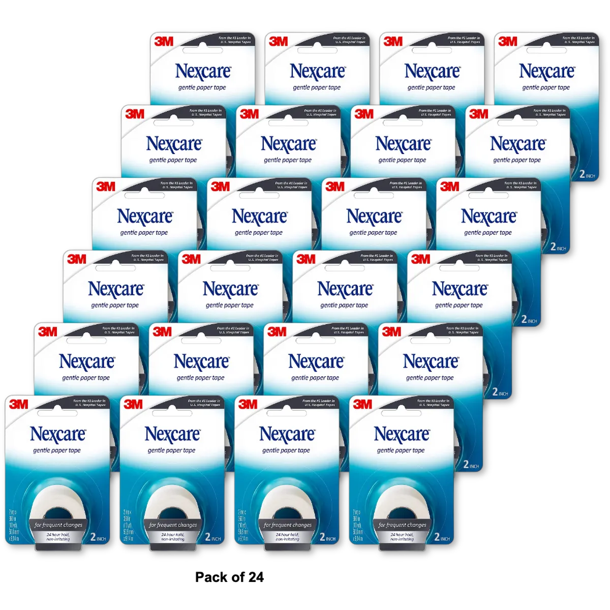 3M Nexcare Gentle Paper Tape Non Irritating 2 Inches by 10 Yrd 9.6Oz (Pack of 24)