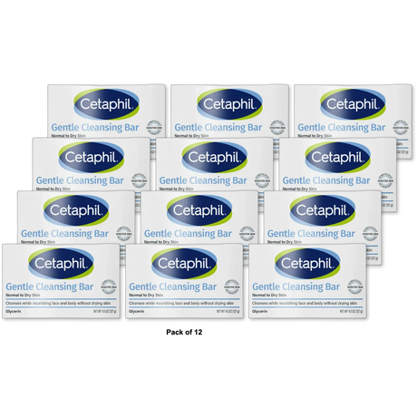 Cetaphil Gentle Cleansing Bar For Dry And Sensitive Skin4.5Oz (Pack of 12)