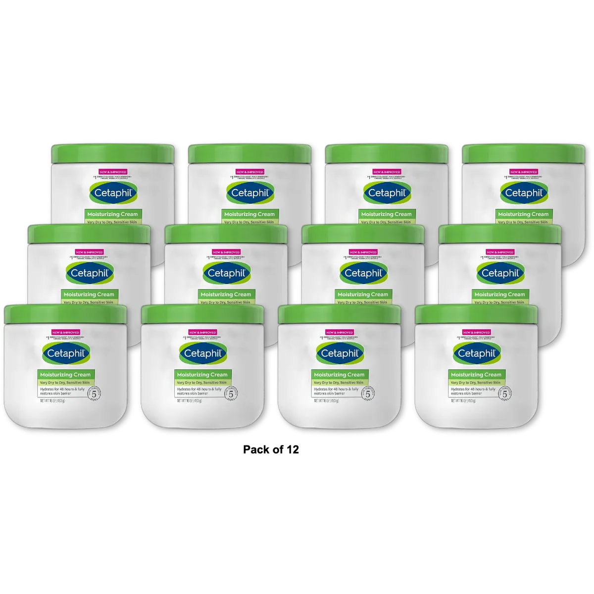 Cetaphil Moisturizing Cream for Dry to Very Dry Sensitive Skin 16Oz (Pack of 12)