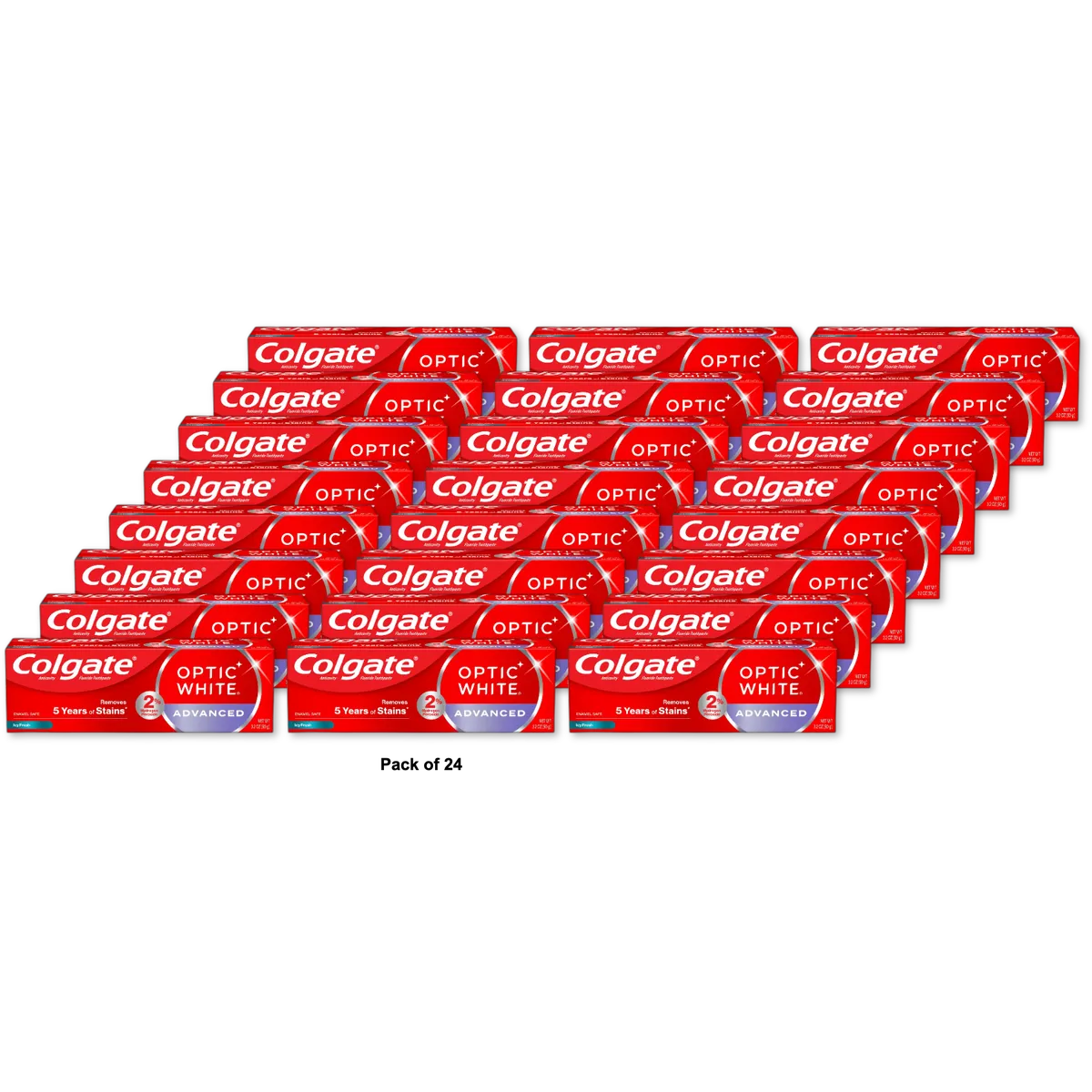 Colgate Optic White Advanced Whitening Toothpaste Icy Fresh 3.2Oz (Pack of 24)
