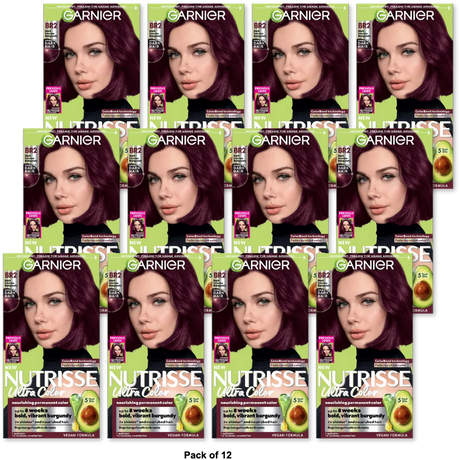 Garnier Nutrisse Ultra Color Nourishing Color Creme BR2 Dark Intense Burgundy 7.2Oz (Pack of 12)