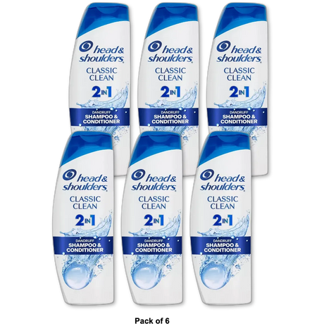 Head and Shoulders Classic Clean 2 in 1 Dandruff Shampoo and Conditioner 12.5Oz (Pack of 6)
