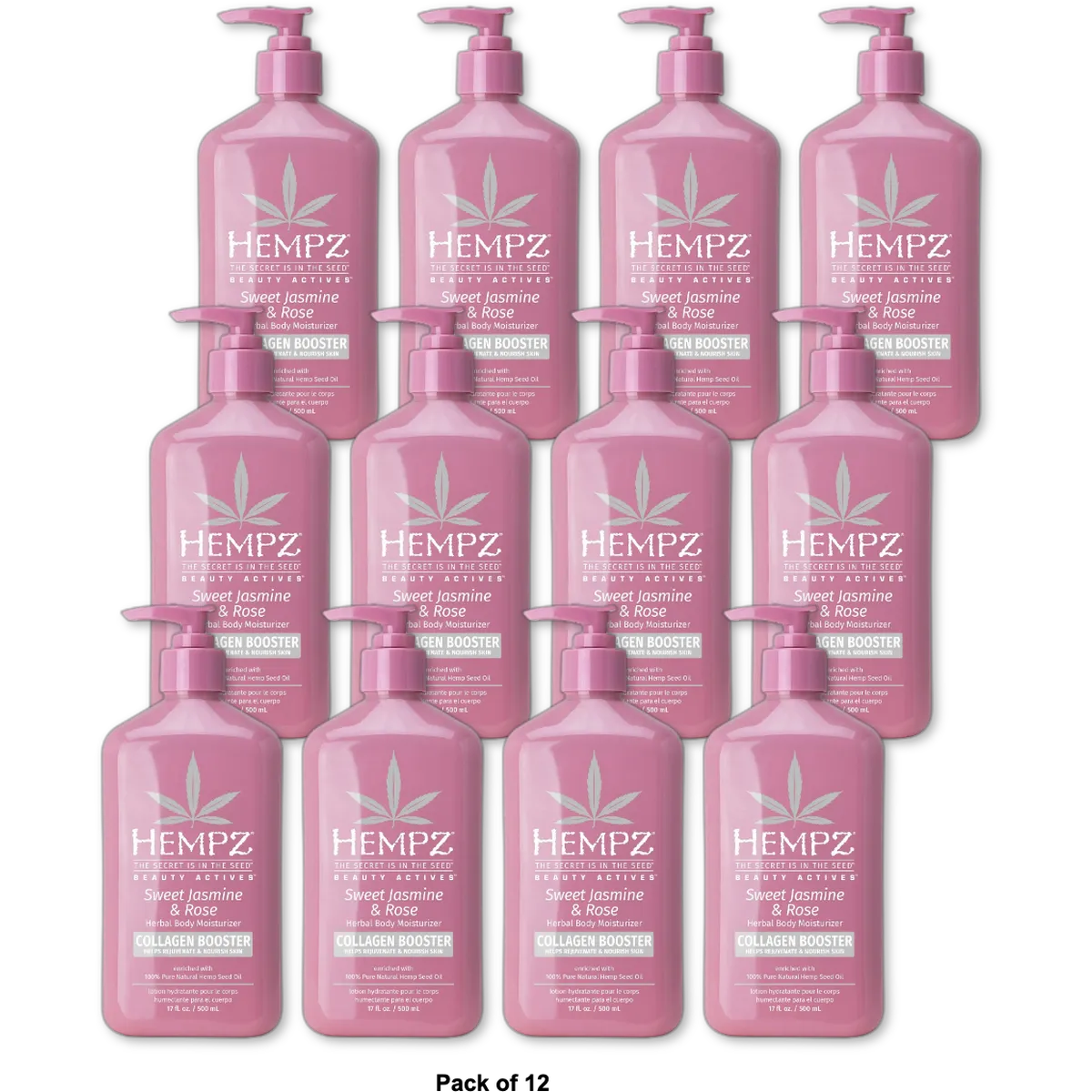 Hempz Body Moisturizer Sweet Jasmin And Rose 17Oz (Pack of 12)
