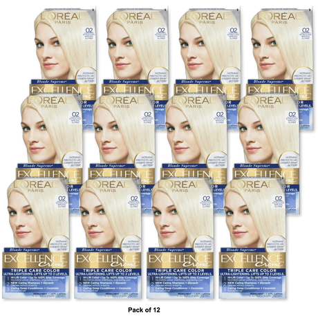 Loreal Excellence Triple Protection Hair Color Creme 2 Extra Light Natural Blonde 8.11Oz (Pack of 12)