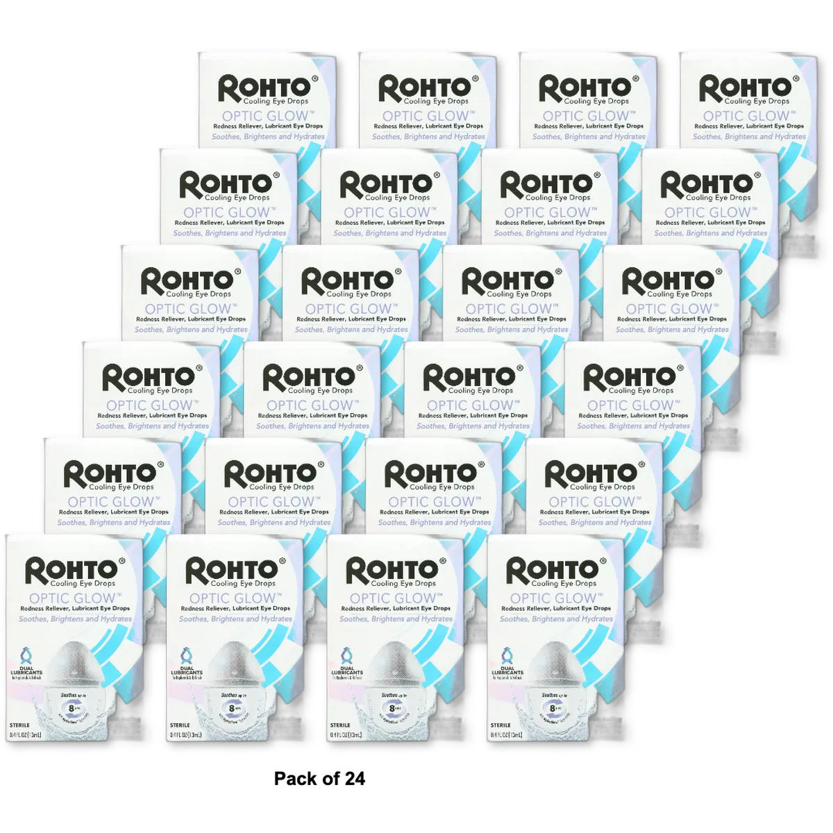 Rohto Optic Glow Redness Reliever Cooling Eye Drops 13 Ml 0.4Oz (Pack Of 24)