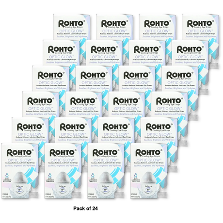 Rohto Optic Glow Redness Reliever Cooling Eye Drops 13 Ml 0.4Oz (Pack Of 24)