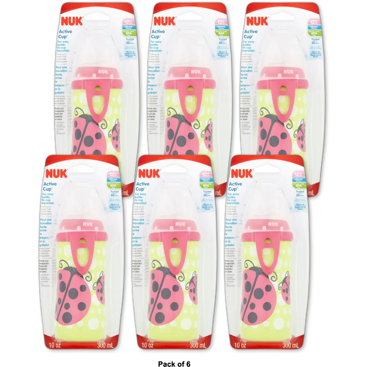 Nuk Active Sippy Cup 12+ Months Assorted 3.04Oz (Pack of 6)