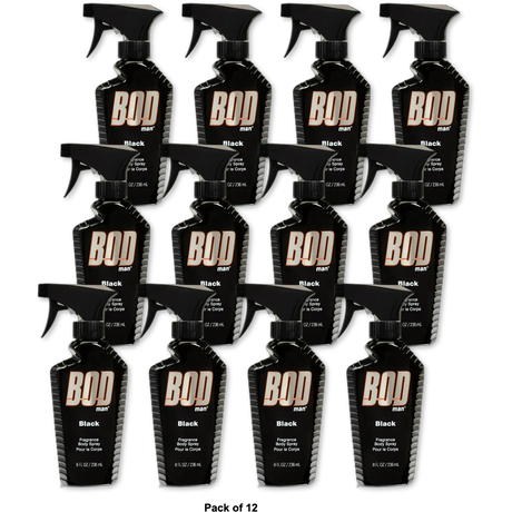 Bod Man Black Fragrance Body Spray 8Oz (Pack of 12)