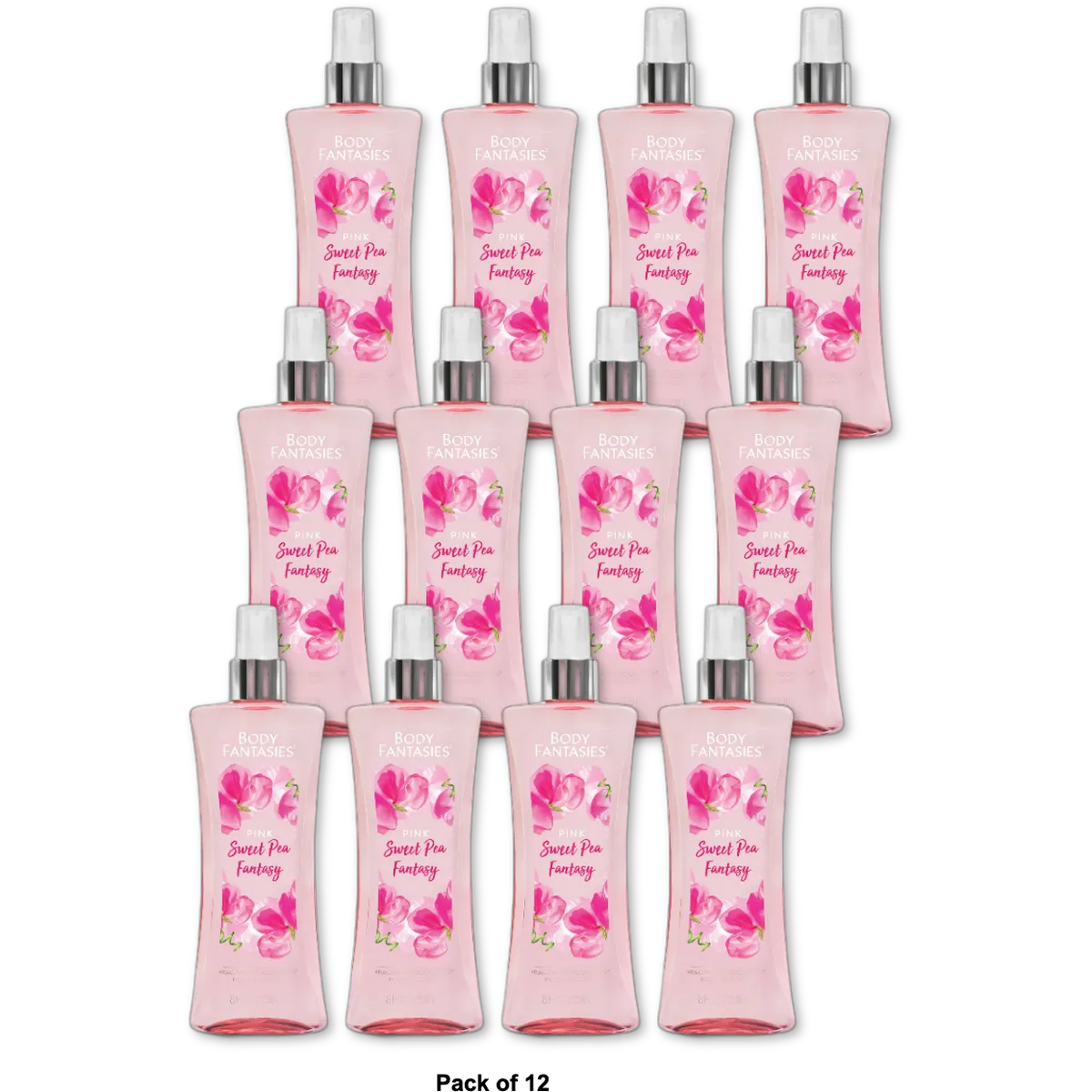 Body Fantasies Signature Pink Sweet Pea Fantasy Body Spray 8.1Oz (Pack of 12)