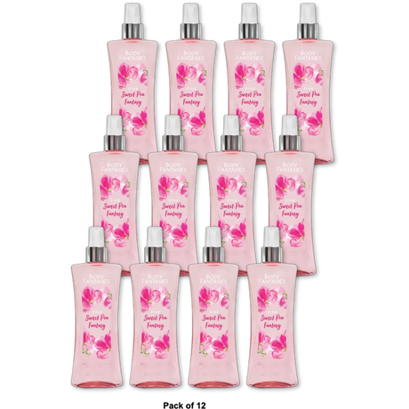 Body Fantasies Signature Pink Sweet Pea Fantasy Body Spray 8.1Oz (Pack of 12)