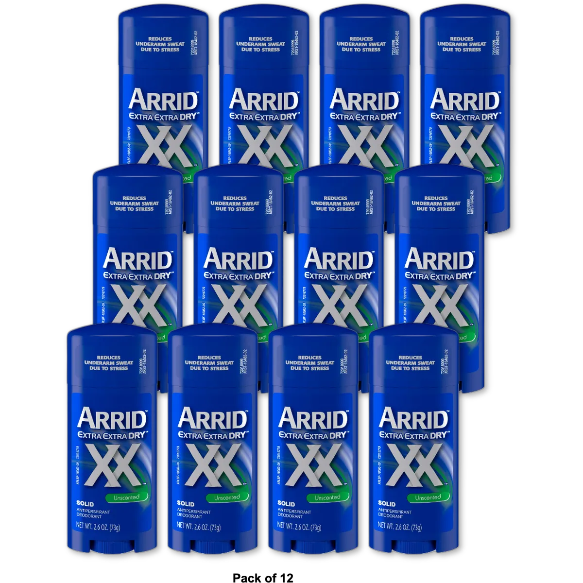 Arrid Xx Solid Antiperspirant And Deodorant Unscented 2.6Oz (Pack of 12)