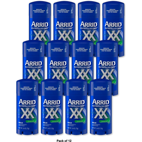 Arrid Xx Solid Antiperspirant And Deodorant Unscented 2.6Oz (Pack of 12)