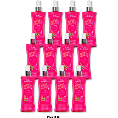 Body Fantasies Signature Pink Vanilla Kiss Fantasy Fragrance Body Spray 8Oz (Pack of 12)