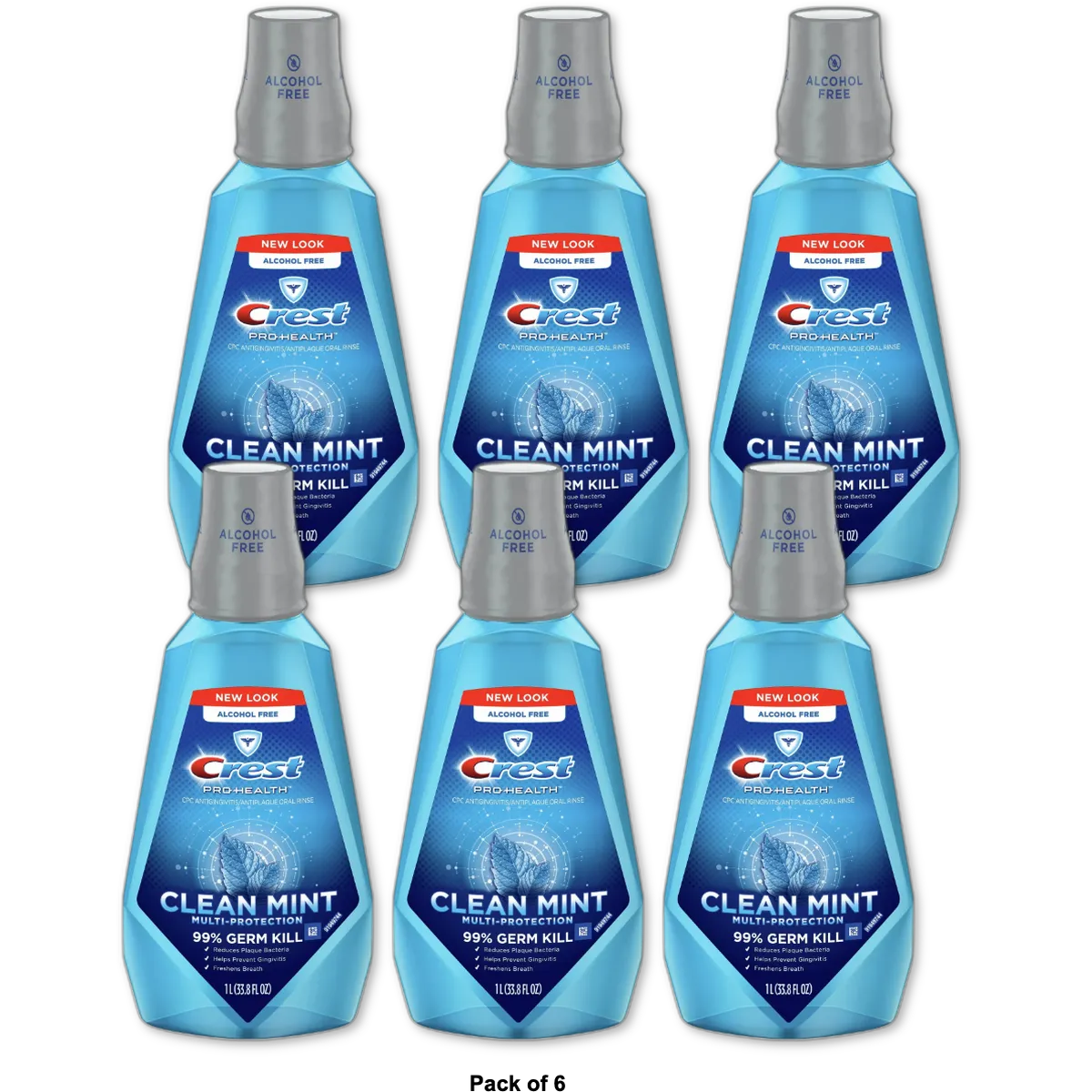 Crest Pro Health Mouth Wash With Refreshing Clean Mint1 Ltr 33.8Oz (Pack of 6)