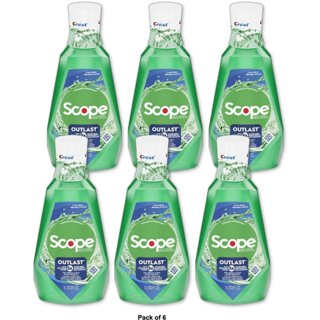 Crest Scope Outlast Mouthwash Long Lasting Mint For Fresh Breath 33.8Oz (Pack of 6)