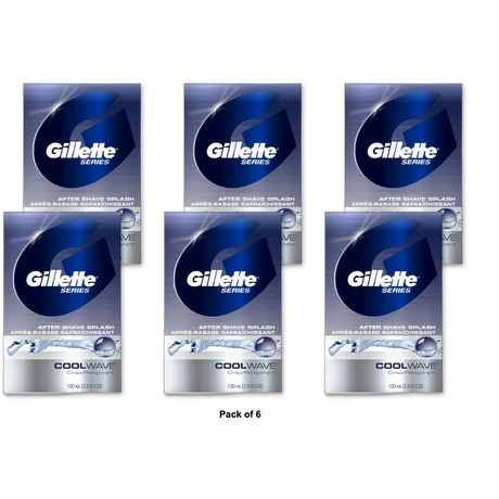 Gillette Series Cool Wave After Shave Splash Fresh 3.3Oz (Pack of 6)