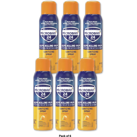 Microban 24 Hour Disinfectant Sanitizing Spray Citrus Scent 15Oz (Pack of 6)