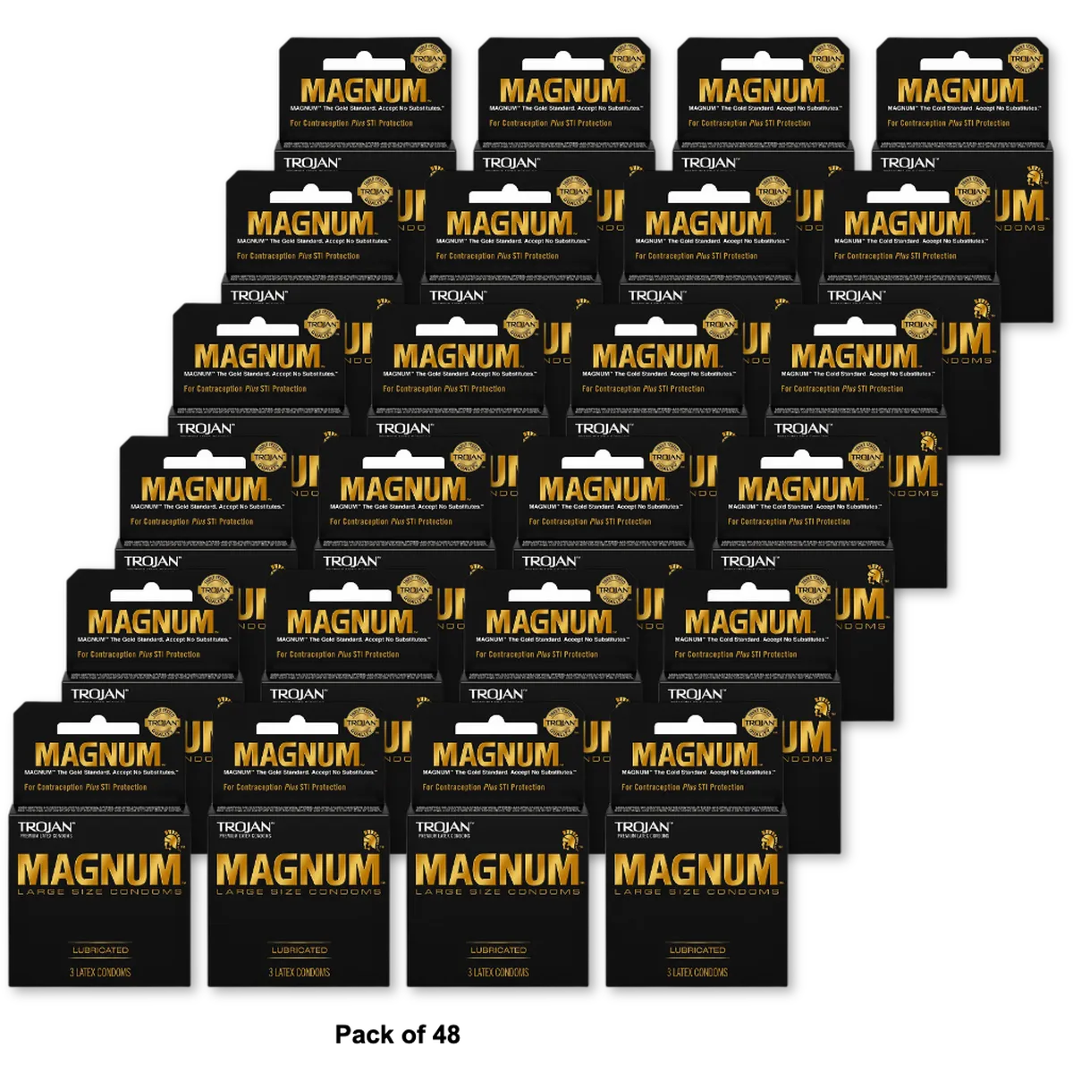 Trojan Magnum Lubricated Latex Condoms0.64oz (Pack of 48)