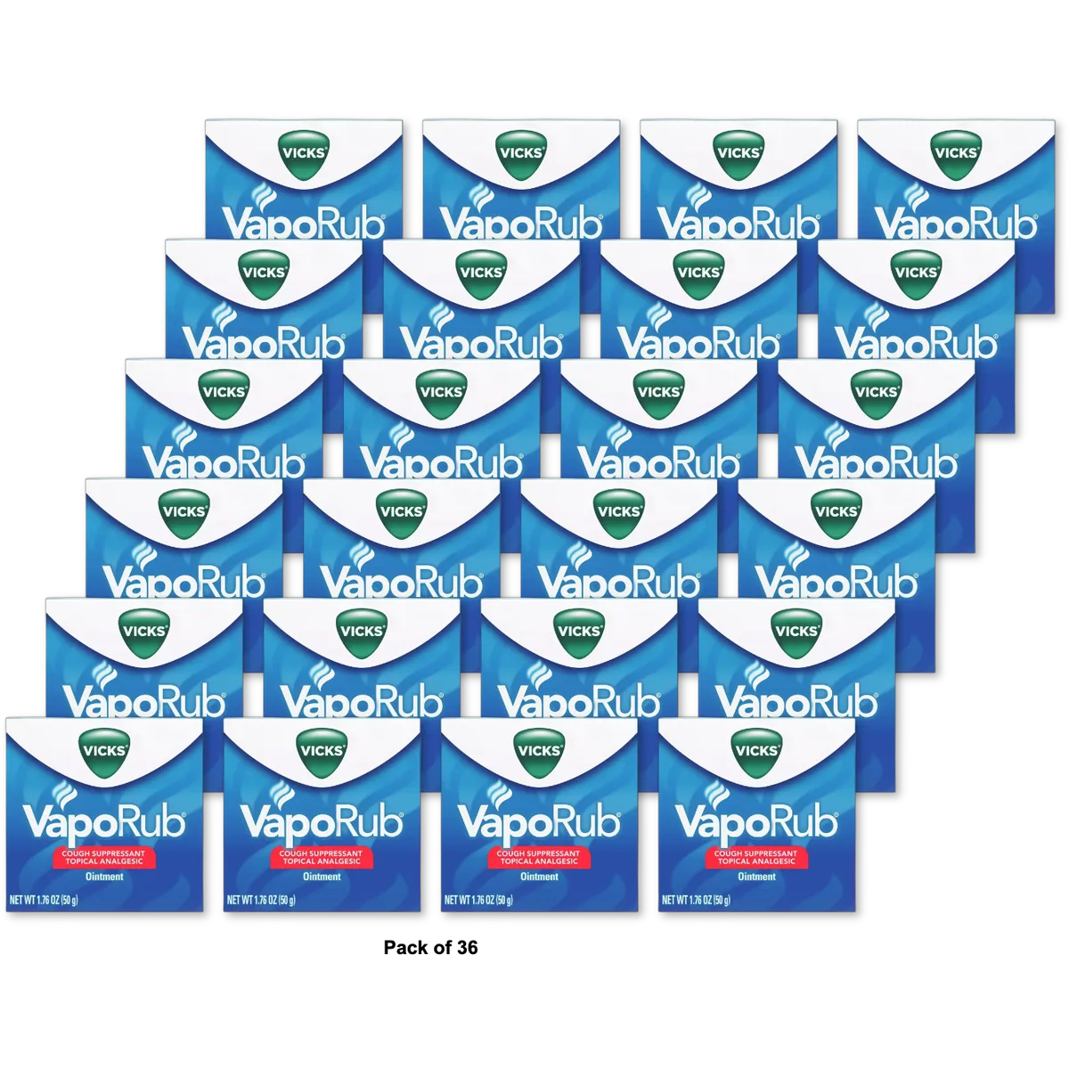 Vicks Vaporub Ointment 50Gm 1.76Oz (Pack of 36)