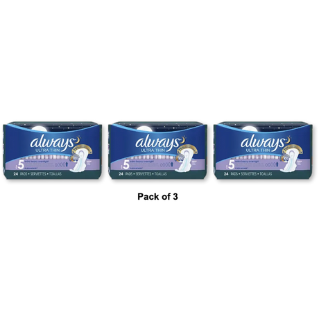 Always Ultra Thin Extra Heavy Overnight Pads 5.4Oz (Pack of 3)