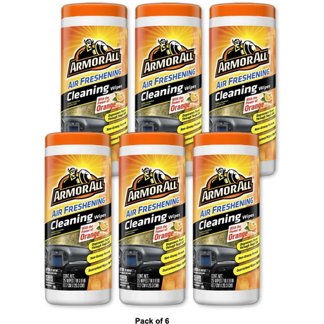 Armor All Air Freshening with Power of Orange Cleaning Wipes 7.05Oz (Pack of 6)