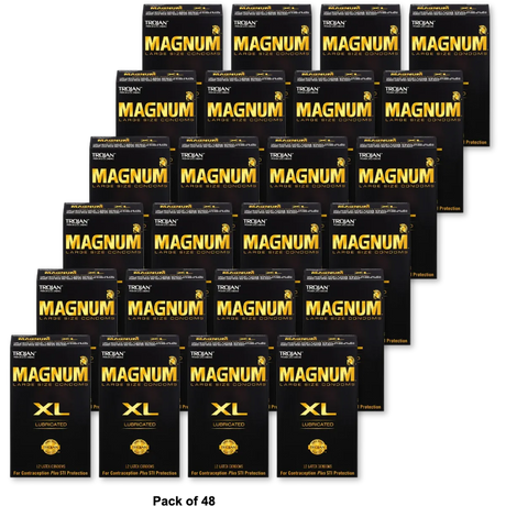 Trojan Magnum XL Lubricated Large Size Latex Condoms 2.1oz (Pack of 48)
