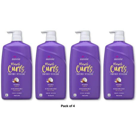 Aussie Miracle Curls Conditioner with Coconut Oil Paraben Free 26.2Oz (Pack of 4)