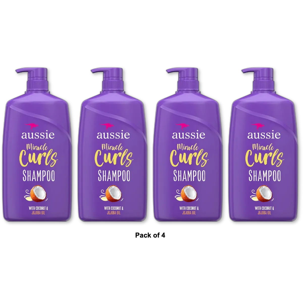 Aussie Miracle Curls With Coconut And Jojoba oil Paraben Free Shampoo 26.2Oz (Pack of 4)