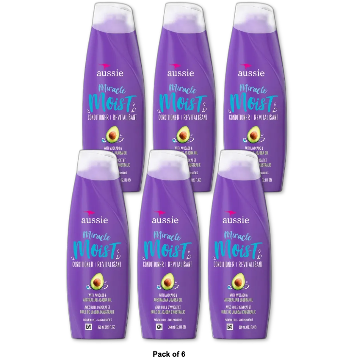 Aussie Miracle Moist Hair Conditioner and Revitalisant 12.1Oz (Pack of 6)