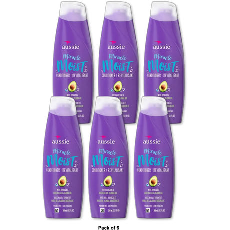 Aussie Miracle Moist Hair Conditioner and Revitalisant 12.1Oz (Pack of 6)