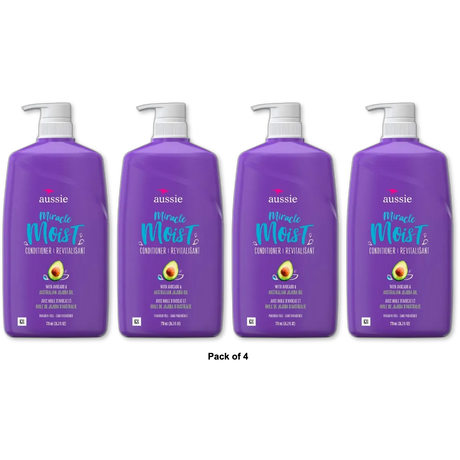 Aussie Miracle Moist Hair Conditioner Avocado and Australian Jojoba Oil 26.2Oz (Pack of 4)