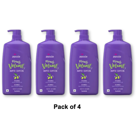 Aussie Miracle Volume Hair Shampoo with Pump 26.2Oz (Pack of 4)