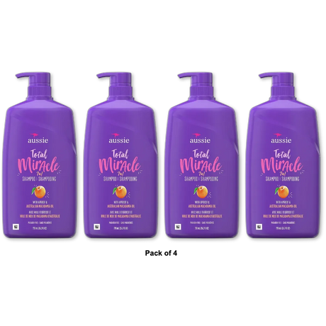 Aussie Total Miracle 7 in1 Shampoo with Pump 26.2Oz (Pack of 4)