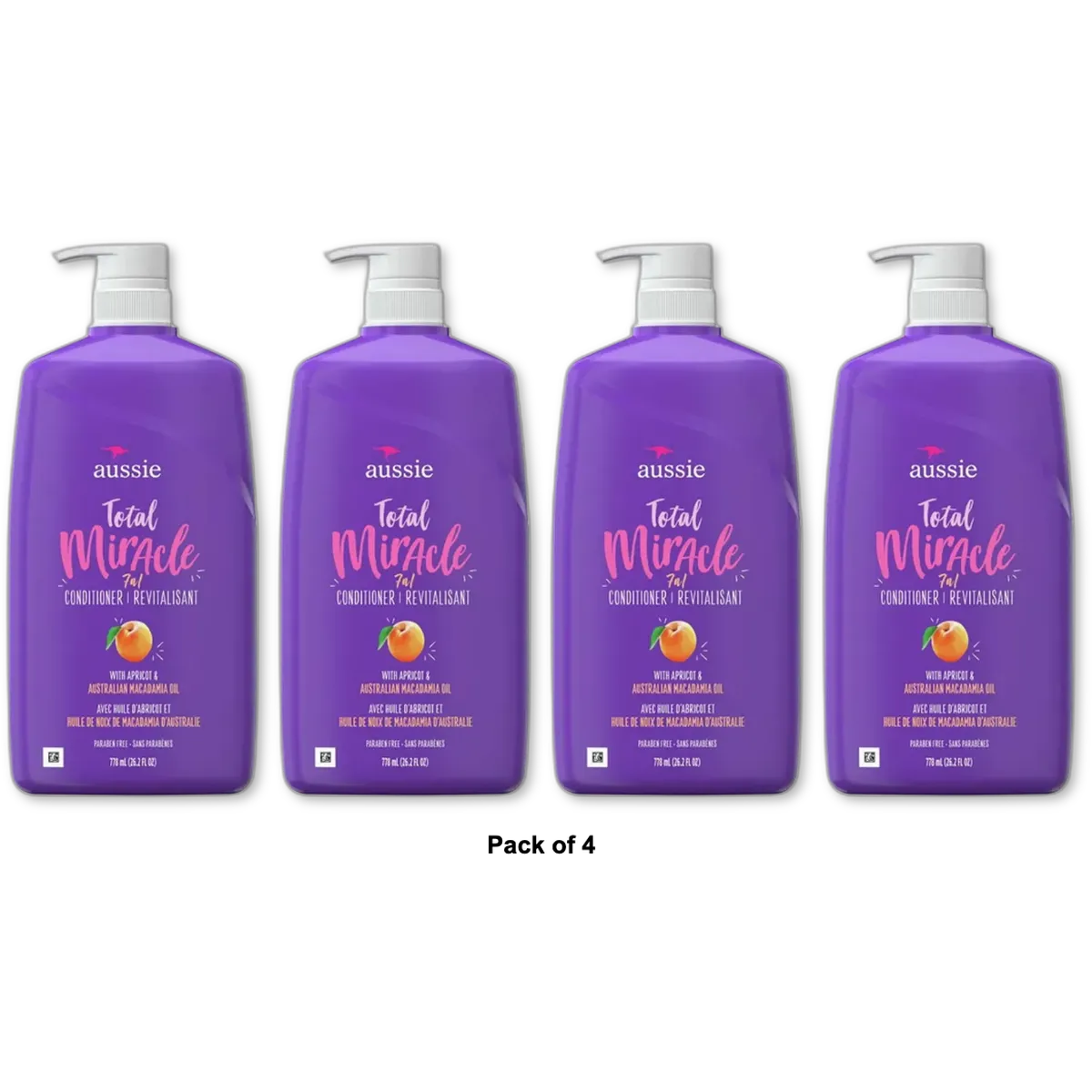 Aussie Total Miracle Collection 7N1 Hair Conditioner 26.2Oz (Pack of 4)