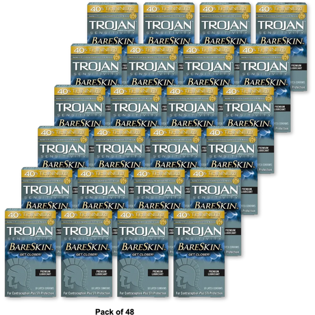 Trojan Sensitivity Bareskin Premium Latex Condoms 1.13oz (Pack of 48)
