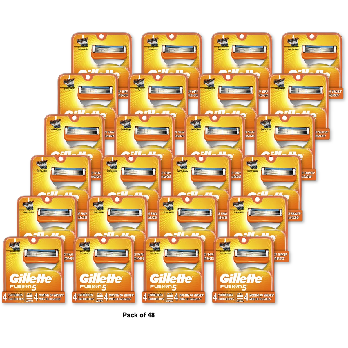 Gillette Fusion Catridges For The Power Razor4 Each 5 in 1 Power Blades 0.6Oz (Pack of 48)