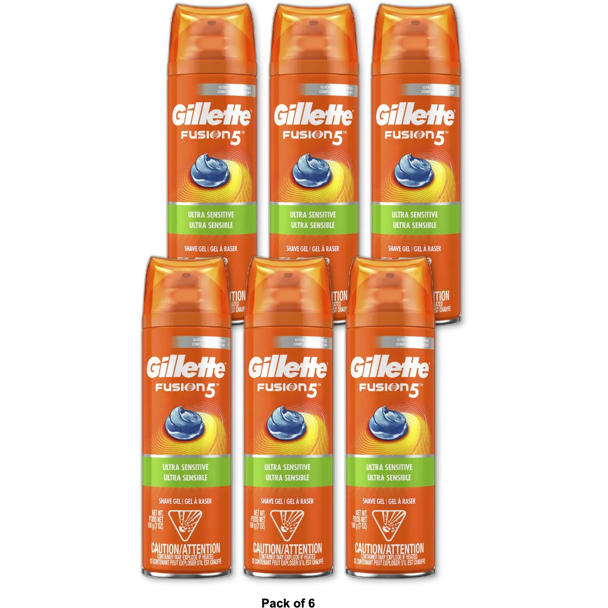 Gillette Fusion Hydra Gel Ultra Sensitive7Oz (Pack of 6)