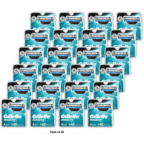 Gillette Mach3 Mens Razor Blade Refills for Shaving 16Oz (Pack of 48)