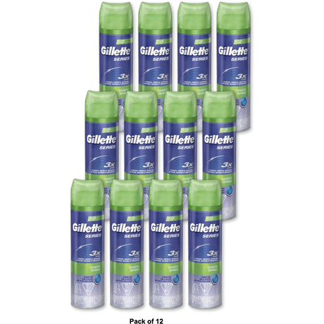 Gillette Series Shaving Gel With Soothing Aloe Sensitive Skin (Fromerly Sensitive Cool Wave)7Oz (Pack of 12)