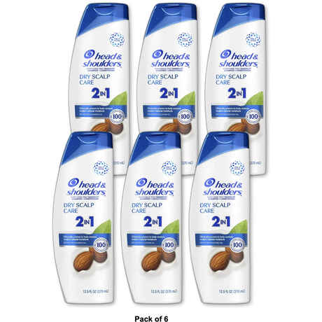 Head and Shoulders 2 in1 Dandruff Shampoo and Conditioner with Almond Oil 12.5Oz (Pack of 6)