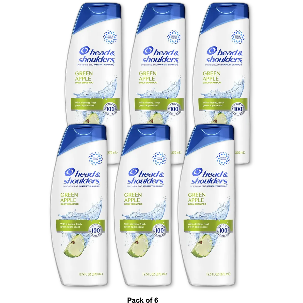 Head and Shoulders Dandruff Shampoo Green Apple 12.5Oz (Pack of 6)