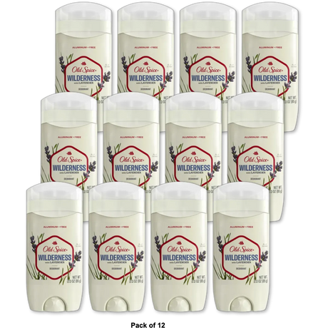 Old Spice Aluminum Free Deodorant Solid Wildnerness with Lavender 3Oz (Pack of 12)