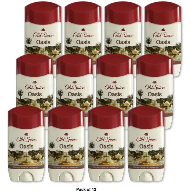 Old Spice Antiperspirant Deodorant for Men Oasis with Vanilla 2.6Oz (Pack of 12)