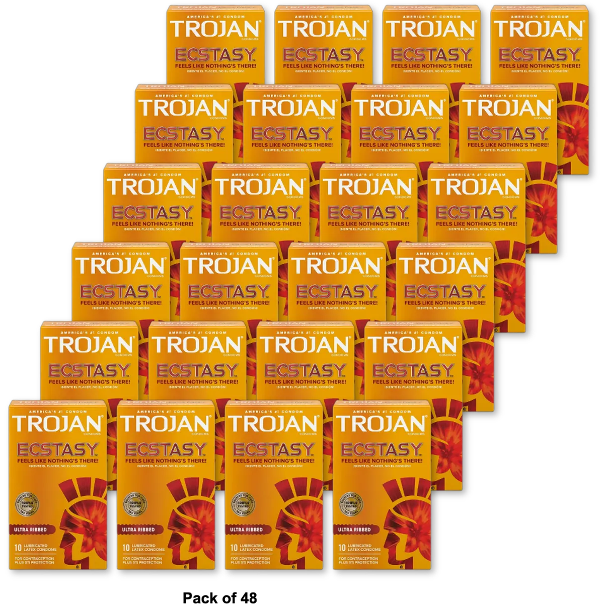 Trojan Stimulations Ultra Smooth Lubricant Latex Condoms 0.2Oz (Pack Of 48)