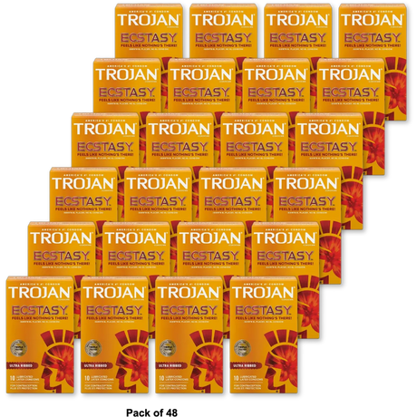Trojan Stimulations Ultra Smooth Lubricant Latex Condoms 0.2Oz (Pack Of 48)