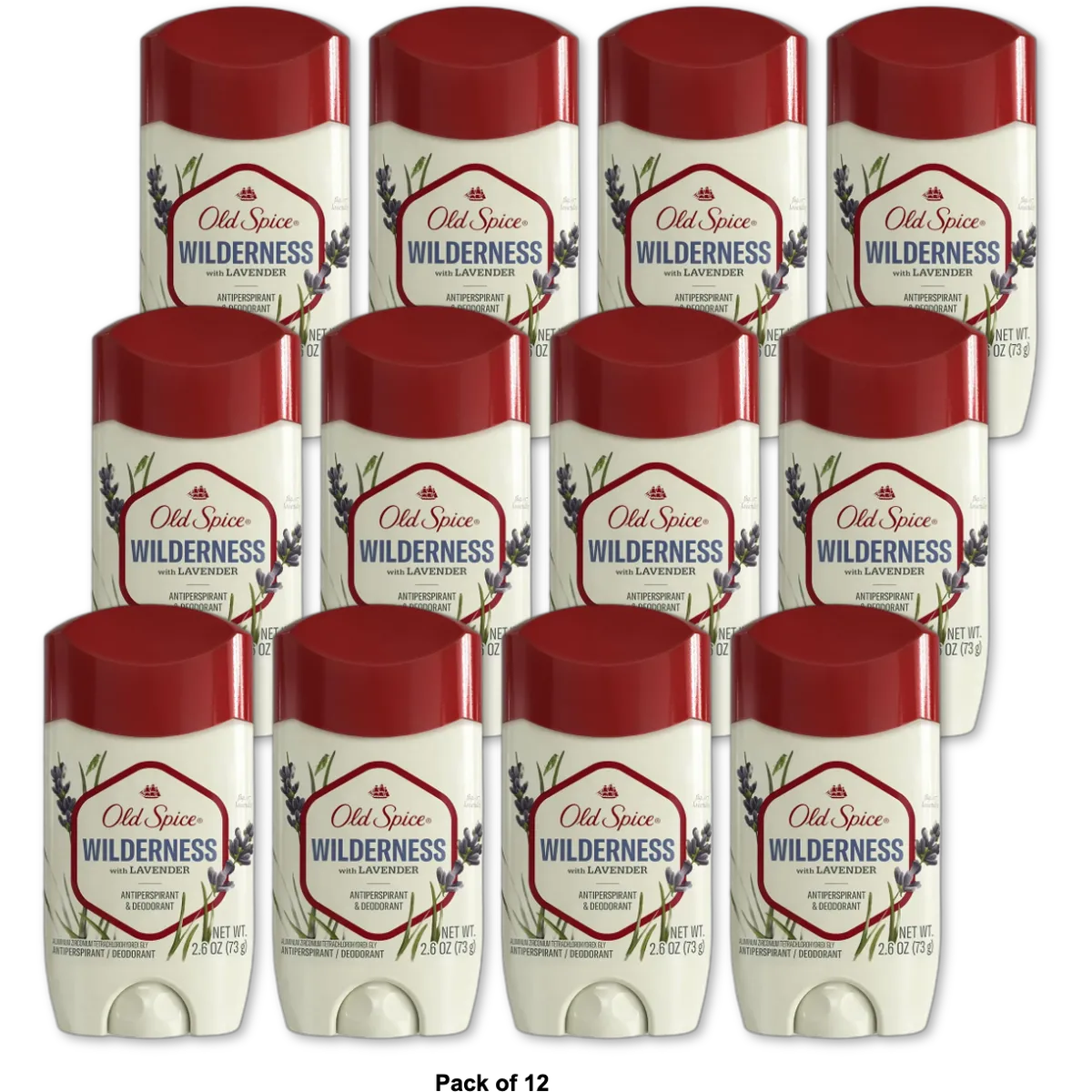 Old Spice Wilderness with Lavender Antiperspirant and Deodorant for Men 2.6Oz (Pack of 12)